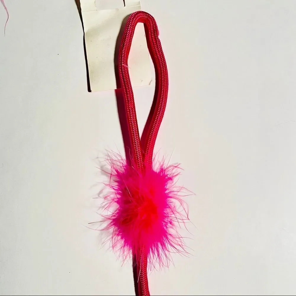 NWT Gorgeous Vintage Y2K Claire’s Pet Shop Pink Feathers Dog 49” Leash